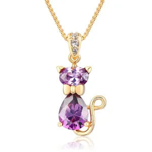Crystal Cat Pendant Necklace