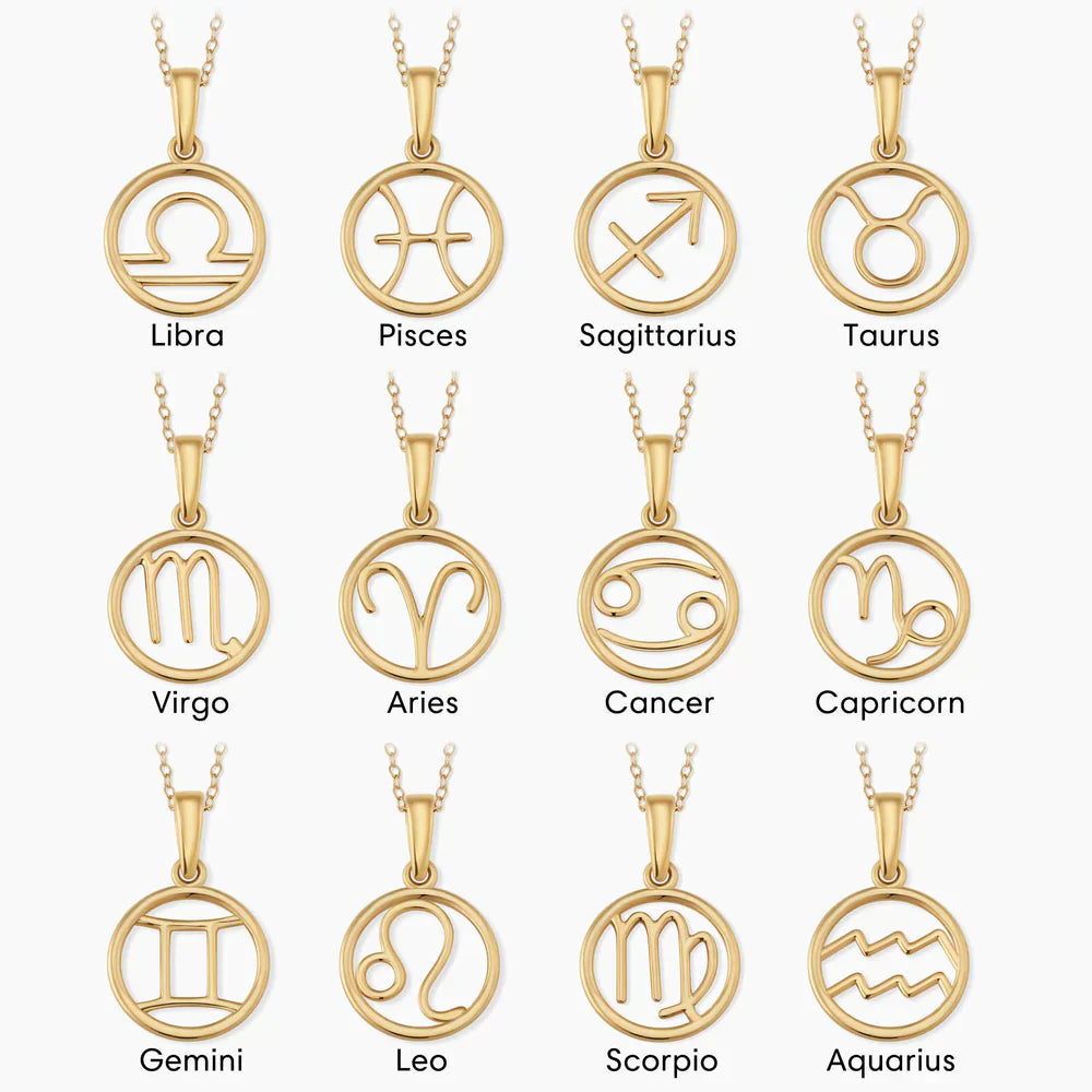 Zodiac sign necklace | Golden