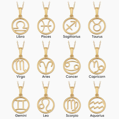 Zodiac sign necklace | Golden