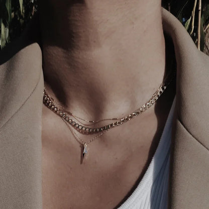 Flat Link Curb Chain Necklace | Golden
