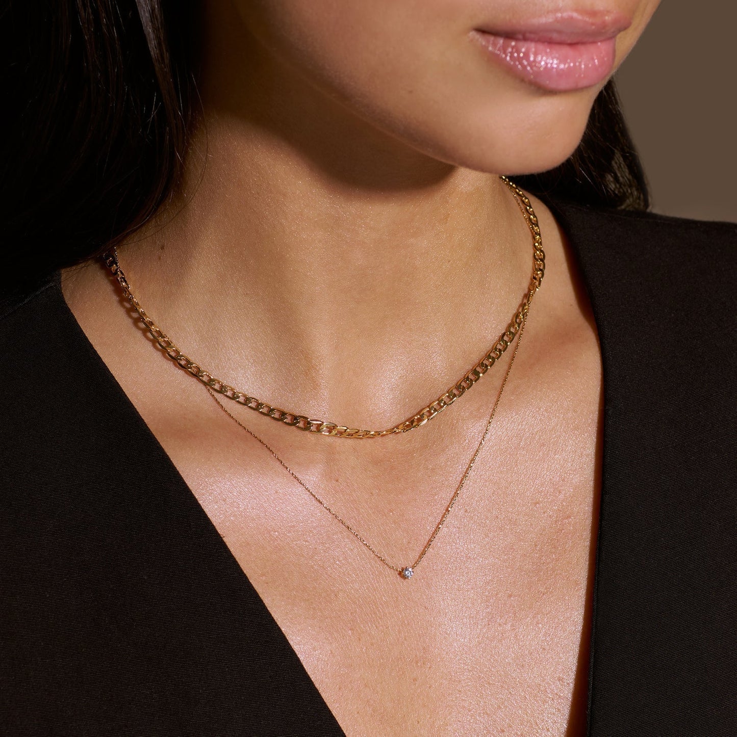 Flat Link Curb Chain Necklace | Golden