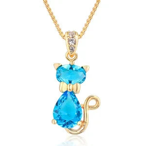 Crystal Cat Pendant Necklace