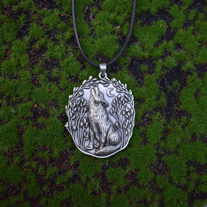Moon Wolf Pendant Spirit Animal Necklace