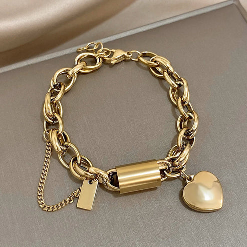 Chunky Heart Gold Bracelet
