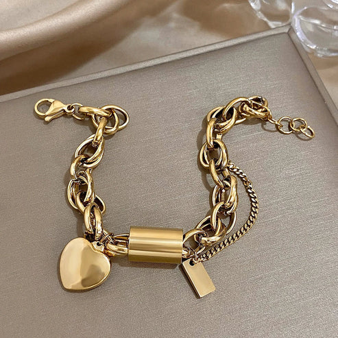Chunky Heart Gold Bracelet