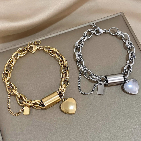 Chunky Heart Gold Bracelet