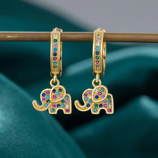 Rainbow Elephant Hoop Earrings