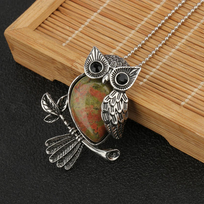 Crystal Owl Wisdom Pendant Necklace
