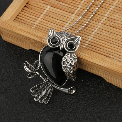 Crystal Owl Wisdom Pendant Necklace