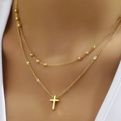 Vintage Double-Layer Cross Necklace