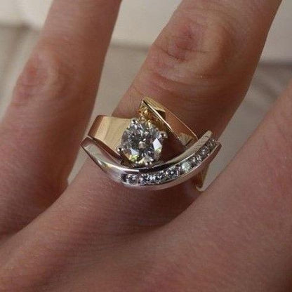 Antique Irregular Gold & Silver Zirconia Ring