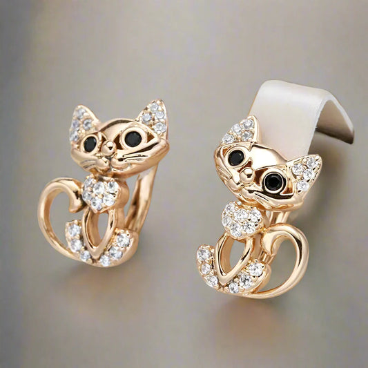 Elegant Zirconia Kitty Earrings