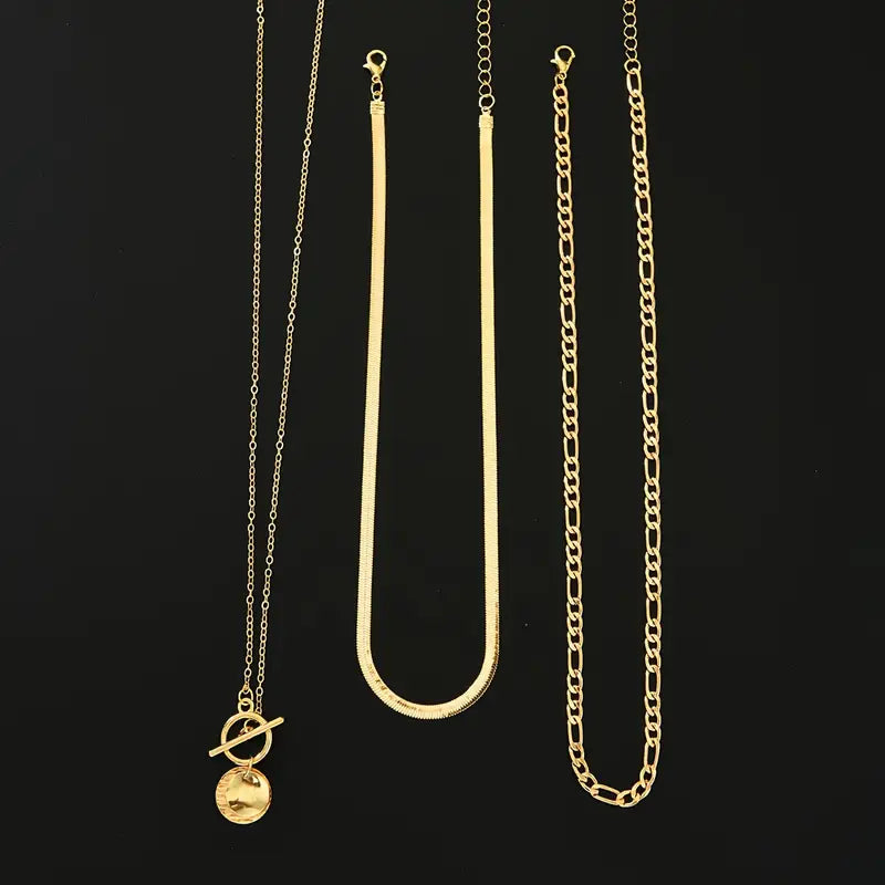 Savira Textured Coin Layered Necklace | Golden