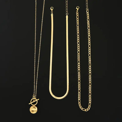 Savira Textured Coin Layered Necklace | Golden