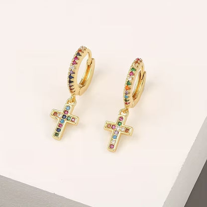 Zirconia Cross Earrings