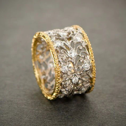 Vintage Ivy Ring With Crystal And Gold