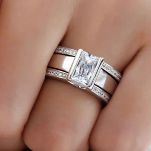 Vintage Silver-Plated Crystal Ring